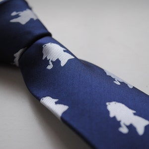 navy tie with sherlock holmes design and signature floral design to rear by Frederick Thomas FT624 image 3