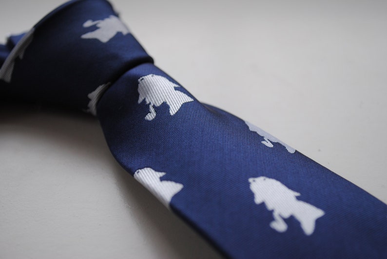 navy tie with sherlock holmes design and signature floral design to rear by Frederick Thomas FT624 image 3