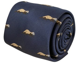 Ferret Tie Navy Blue Mens Novelty Animal Necktie, Ferret Lover Gift, Unusual Gift for Him, Frederick Thomas Ties