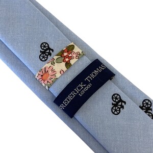 Frederick Thomas light pale blue pastel bike bicycle mens cotton tie image 3