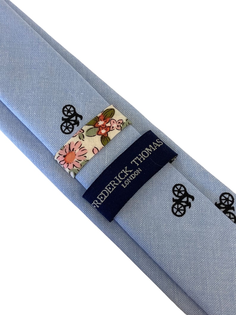 Frederick Thomas light pale blue pastel bike bicycle mens cotton tie image 3