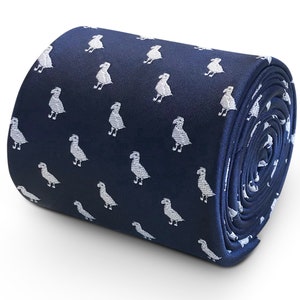 navy blue men-s tie with dodo bird design classic necktie by Frederick Thomas