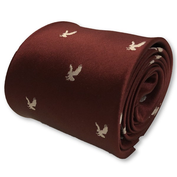 maroon burgundy mens tie with eagle design by Frederick Thomas