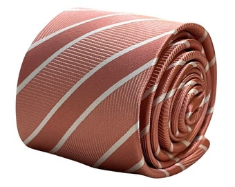 mens tie in pink two tone stripe wedding style by Frederick Thomas
