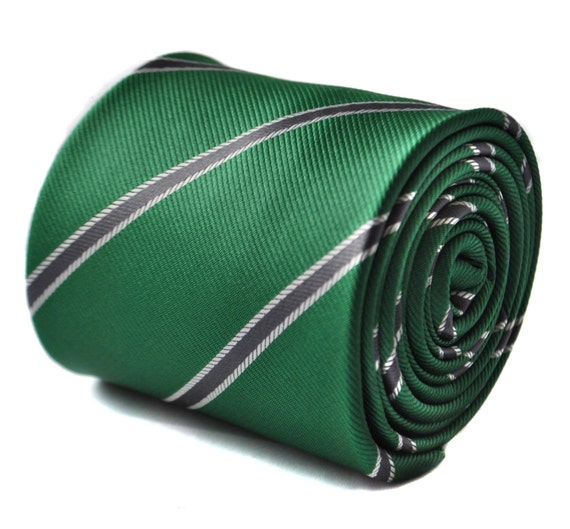 Frederick Thomas dark green and grey club striped mens tie FT1703 Frederick Thomas dark green and grey club striped mens tie FT1703