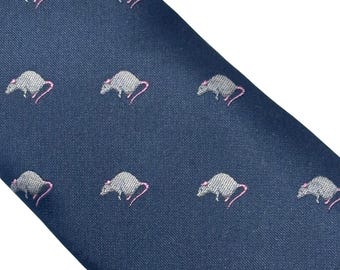 Cravatta blu navy con motivo di ceppi di cricket con motivo