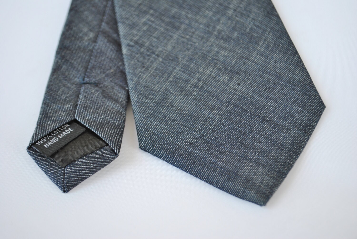 Plain Navy Blue Textured Linen Tie by Frederick Thomas FT1967 | Etsy