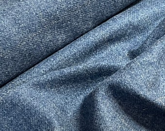 Luxury 100% Wool in Medium Blue Check Plaid Tweed Style Fabric Material for Upholstery, Sofa, Cushion, Chairs, Coat, Clothes