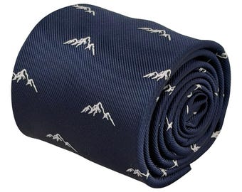 Mont Blanc Mountain Tie for Men, Navy Blue Alps Skiing Hiking Climbing Gift, 8cm Novelty Mens Necktie – Frederick Thomas Ties