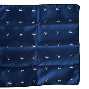 Frederick Thomas navy pocket square with flying duck hunting bird embroidered design image 3