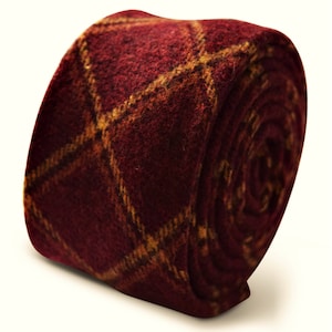 Corbata de lana para hombre Frederick Thomas a cuadros granate y rojo FT3380