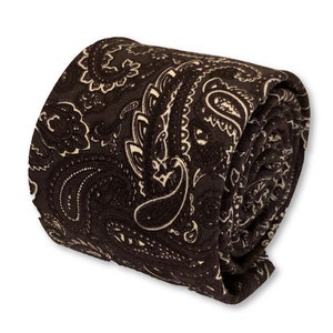Cravate pour homme en coton paisley violet foncé par Frederick Thomas