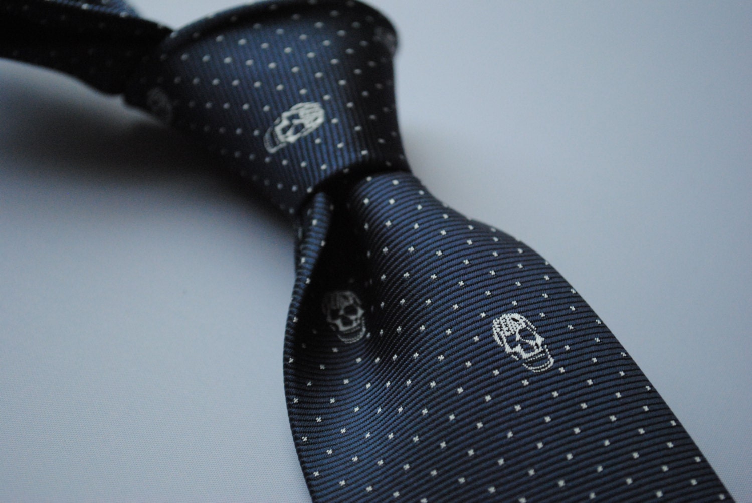 Navy Skulls Design Tie With Signature Floral Design to Rear by - Etsy