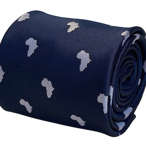 navy mens tie with africa outline quirky design gift by Frederick Thomas