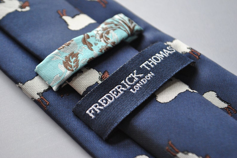 Navy Tie With Sheep Embroidered Design by Frederick Thomas - Etsy