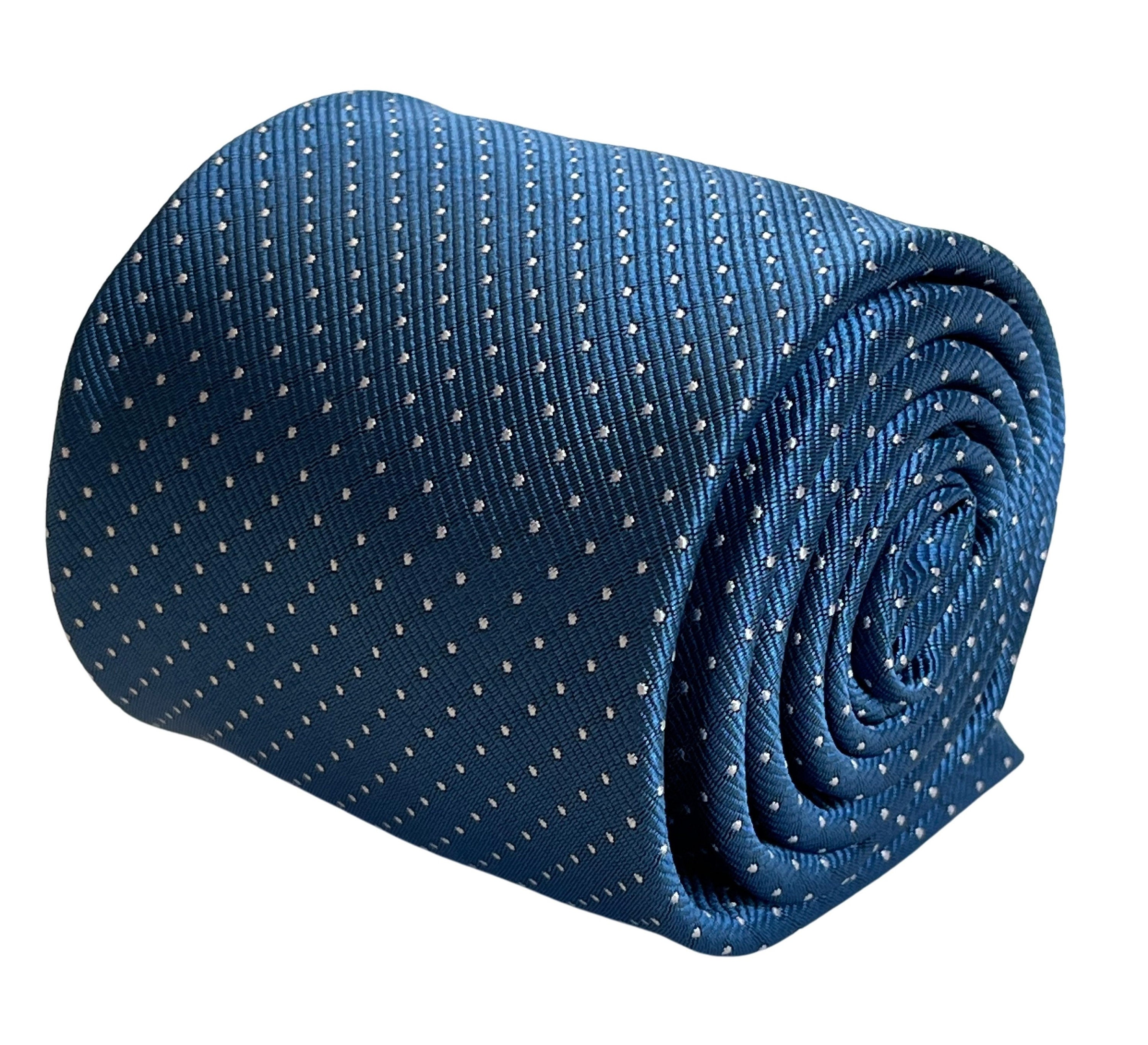 cobalt petrol blue azure with white pin spots men-s office business tie by Frederick Thomas