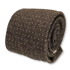 silver grey & white pin spot linen mens tie