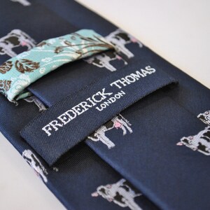 Navy Blue Tie With Cow Embroidered Design With Signature Floral Design ...