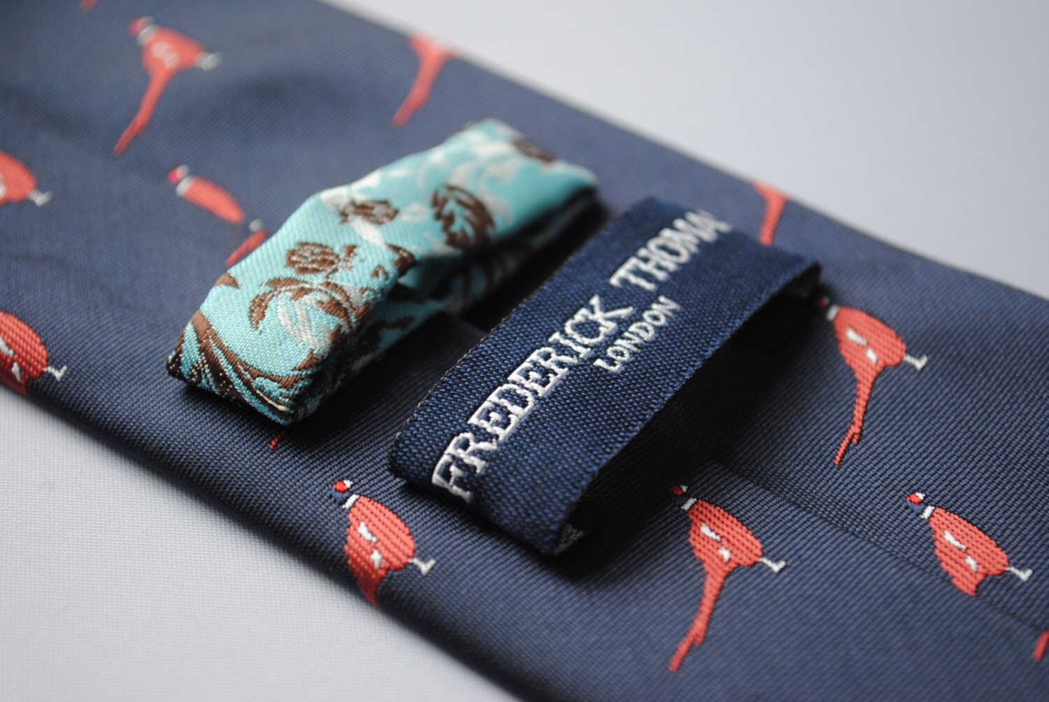 Navy Tie With Pheasant Design With Signature Floral Design to - Etsy