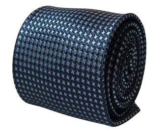 mens tie navy dark blue dogstooth houndstooth design wedding office by Frederick Thomas