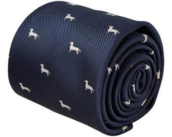 Navy Blue Dachshund Tie, Sausage Dog Necktie, Dog Lover Gift for Men, Dachshund Owner Gift, 8cm Mens Tie – Frederick Thomas Ties