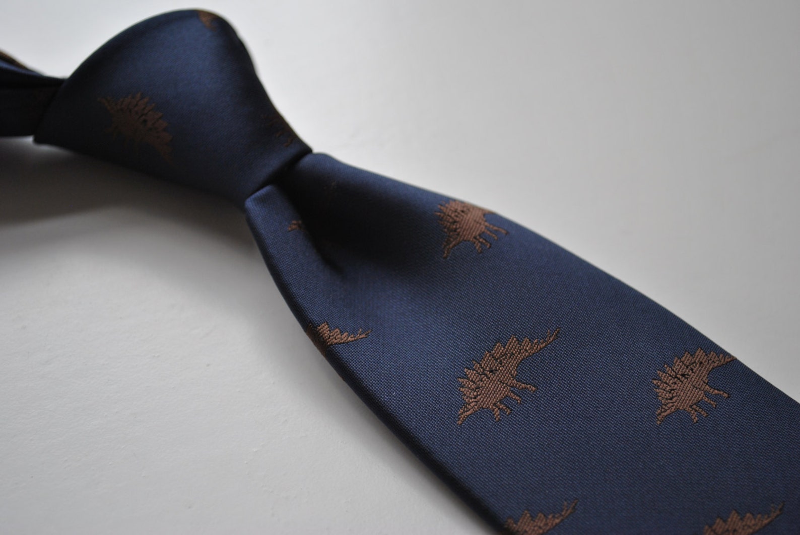 Navy tie with stegosaurus dinosaur embroidered design with | Etsy