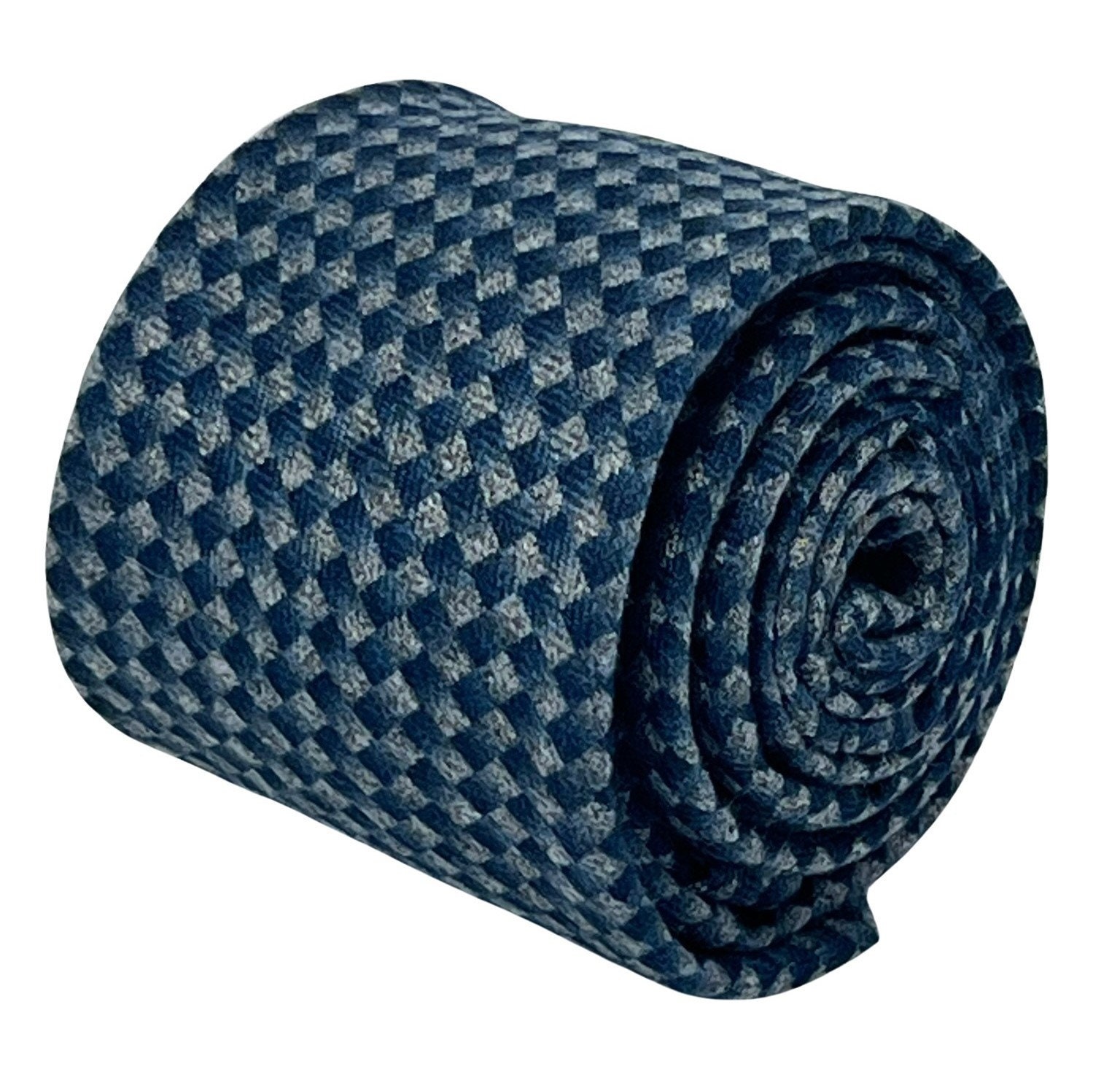 mens tie geometric pattern grey & dark blue classic office by Frederick Thomas