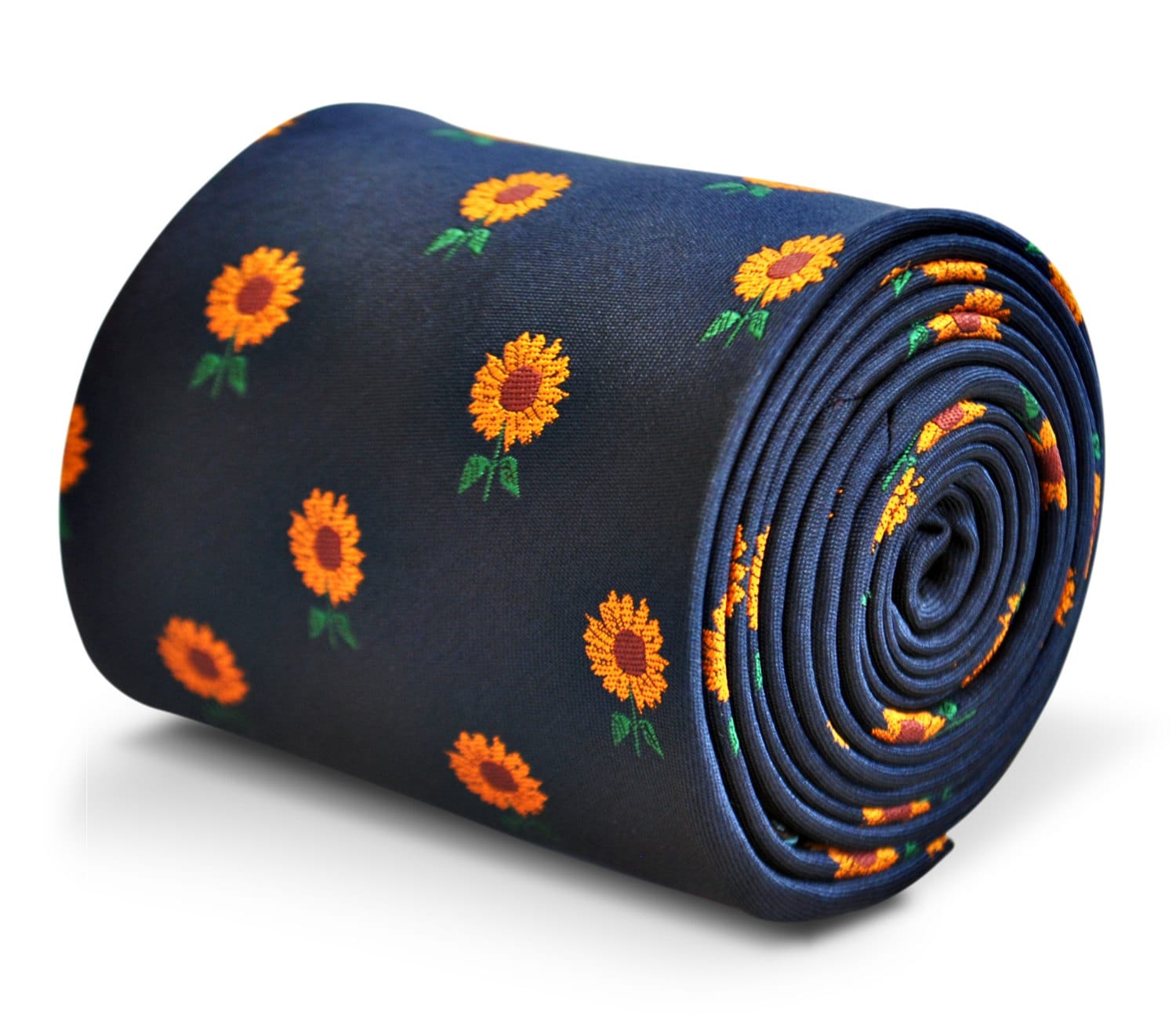 navy blue tie with sunflower design  by Frederick Thomas FT3230