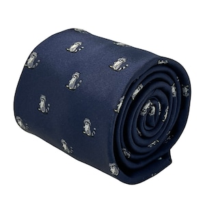 navy blue tie with raccoon design Trash panda racoon by Frederick Thomas