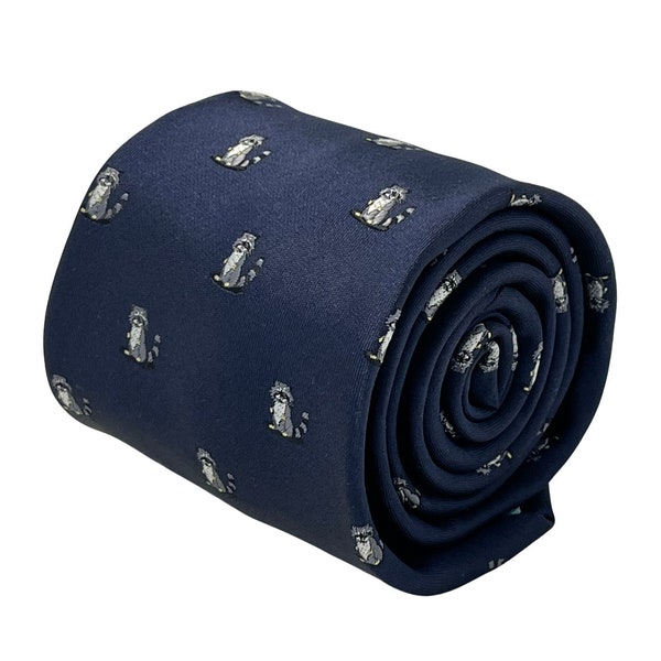 navy blue tie with raccoon design Trash panda racoon by Frederick Thomas