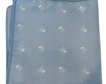 Frederick Thomas light pale baby blue skull print pocket square