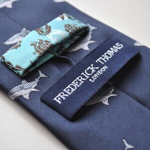 navy tie with shark embroidered design by Frederick Thomas FT1566 image 4