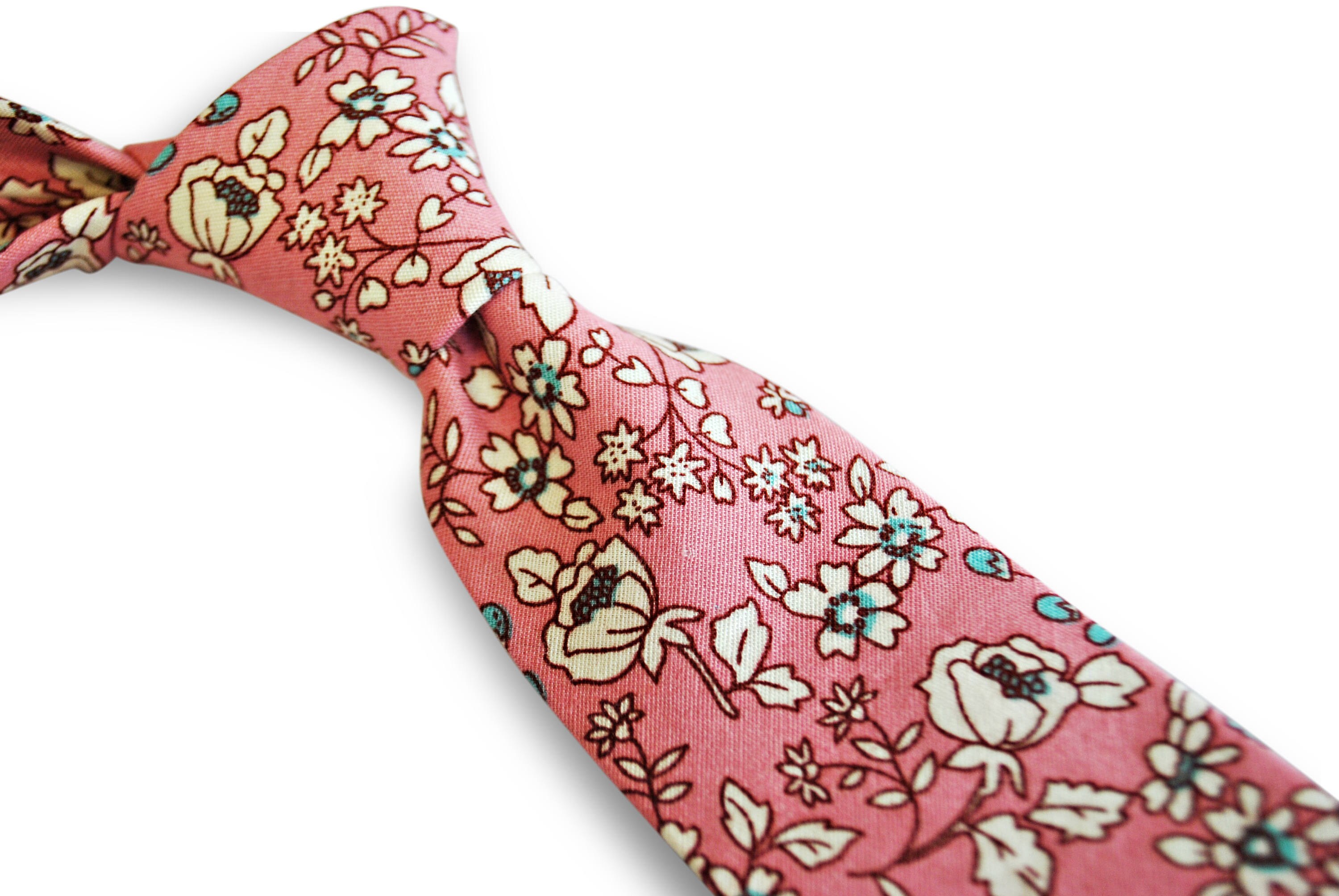 Cravate Thomas Pink London Homme 100% Soie – Motif Fleurs Bleu – Neuve Sans étiquette