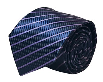 mens tie navy dark blue with purple stripe classic office wedding  by Frederick Thomas