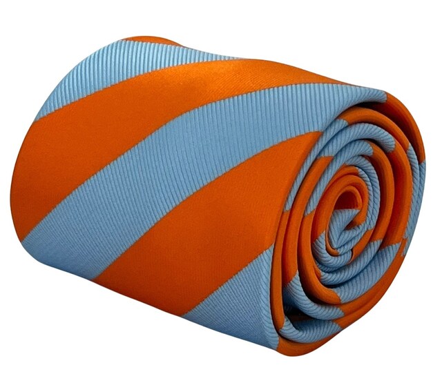 Frederick Thomas plain red & yellow barber stripe mens tie Lords