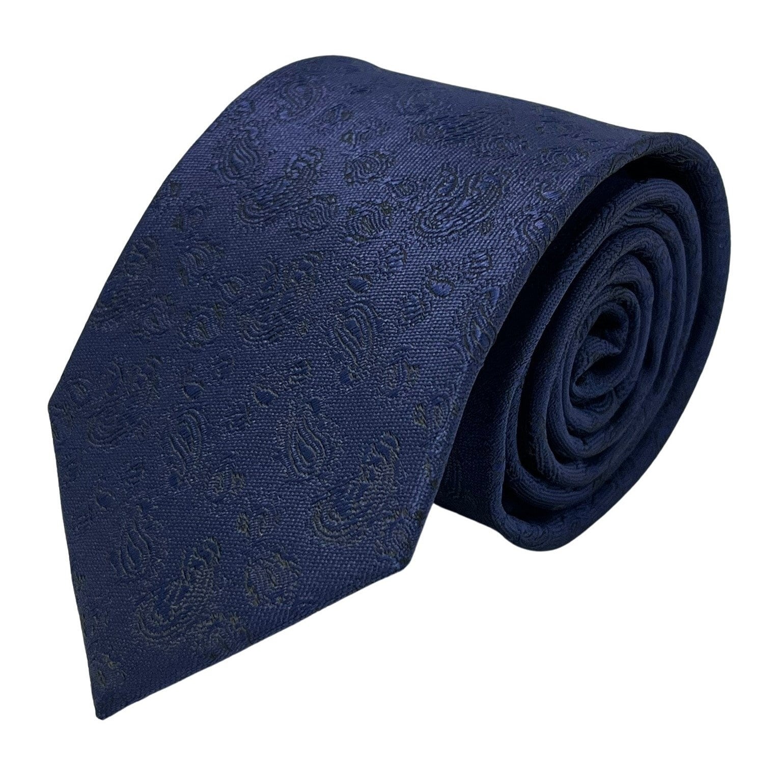 mens tie dark navy blue paisley subtle design wedding by Frederick Thomas