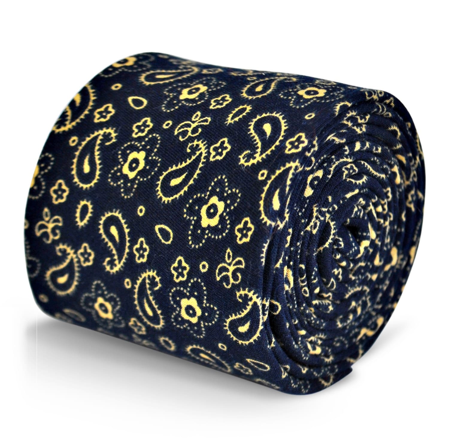 Navy Fleur De Lis Pattern Men's Tie By Frederick Thomas - Classic Width & Length