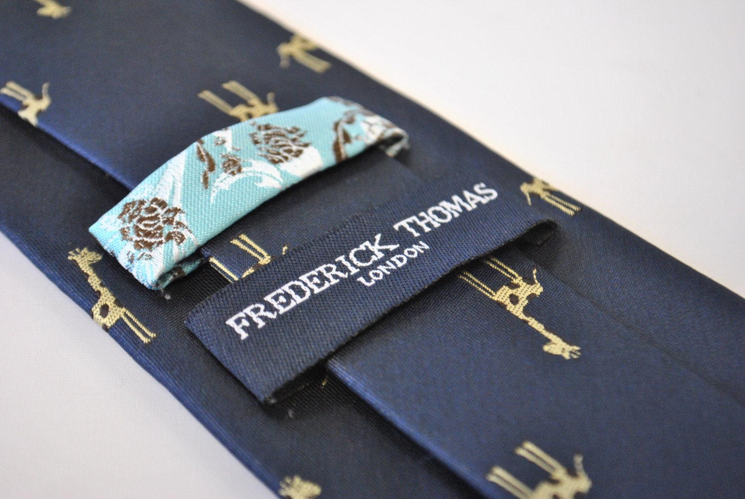 Navy Blue Tie With Giraffe Embroidered Design With Signature - Etsy