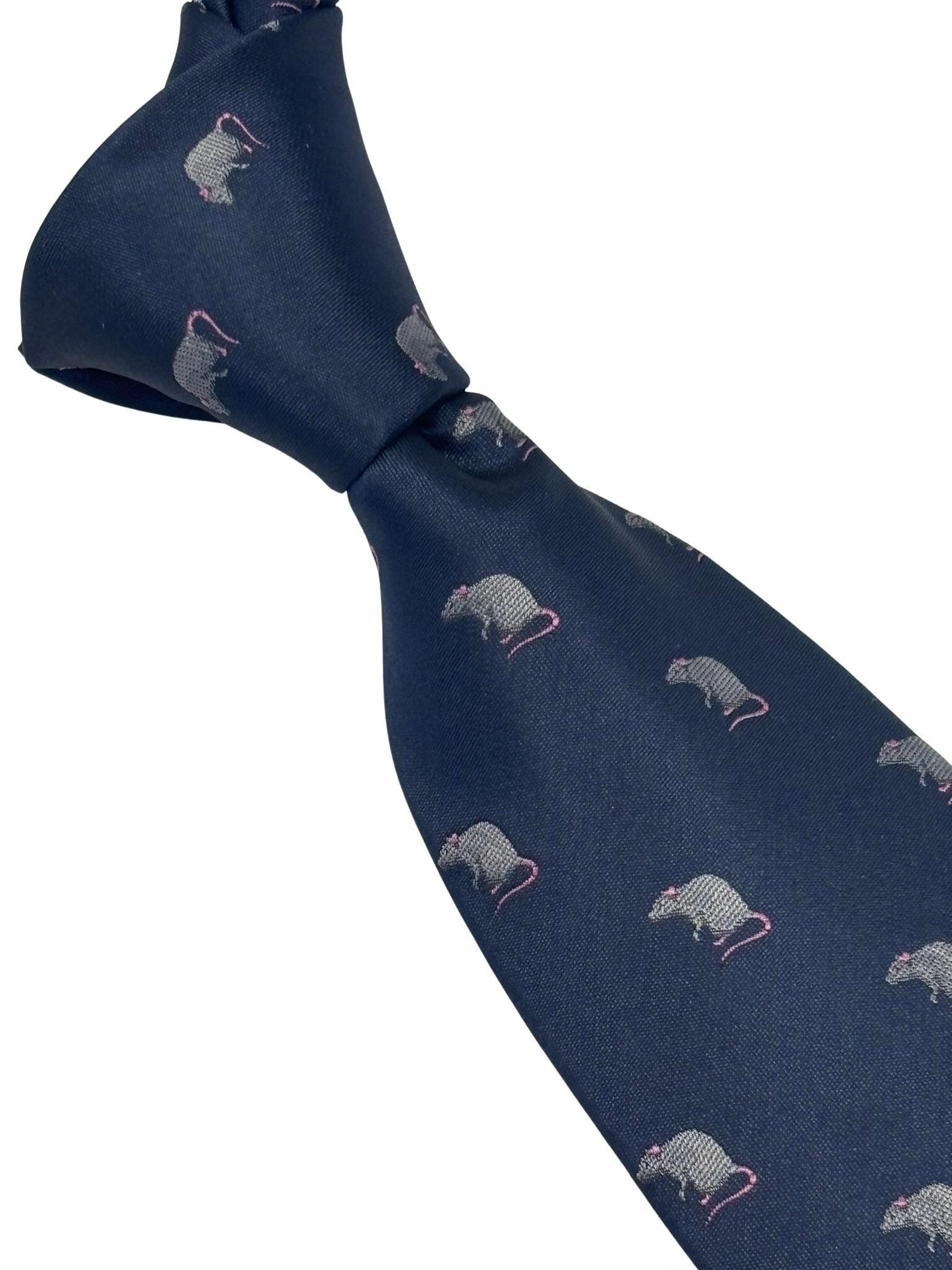 Corbata azul marino lisa para hombre de Frederick Thomas - México