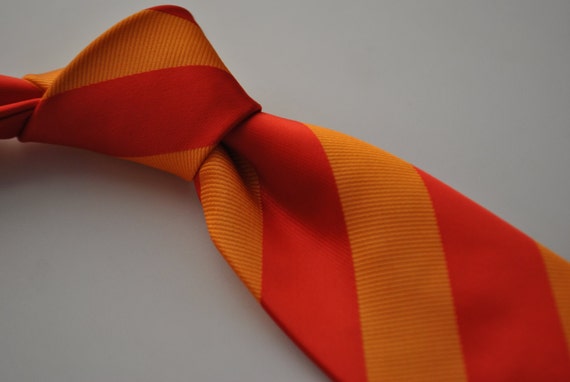 Orange and red barber striped tie by Frederick Thomas FT1759