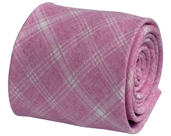 light pink check plaid mens tie cotton classic necktie by Frederick Thomas - Harry Styles