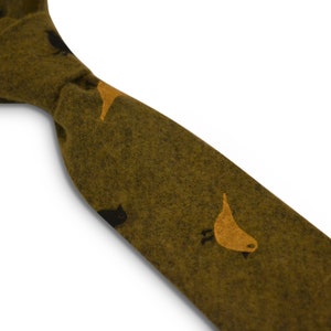 mustard gold bird print cotton men&#39;s tie by Frederick Thomas FT3541