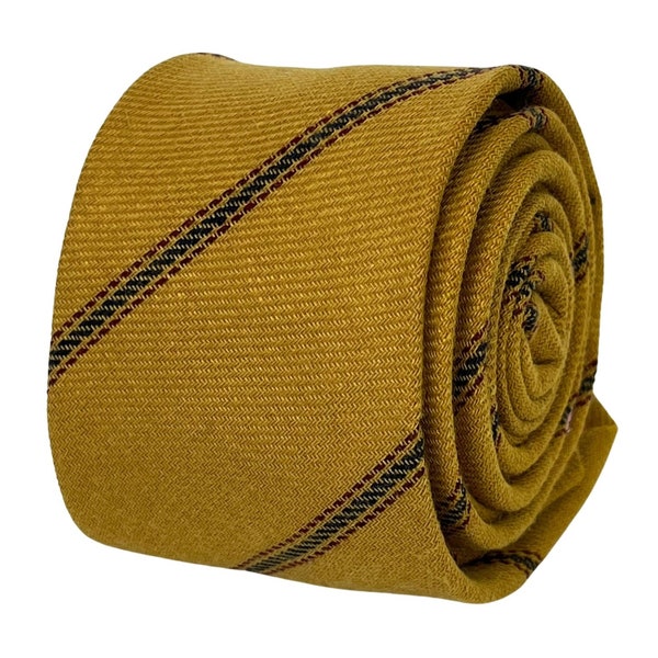 Frederick Thomas mustard gold yellow club striped mens cotton tie