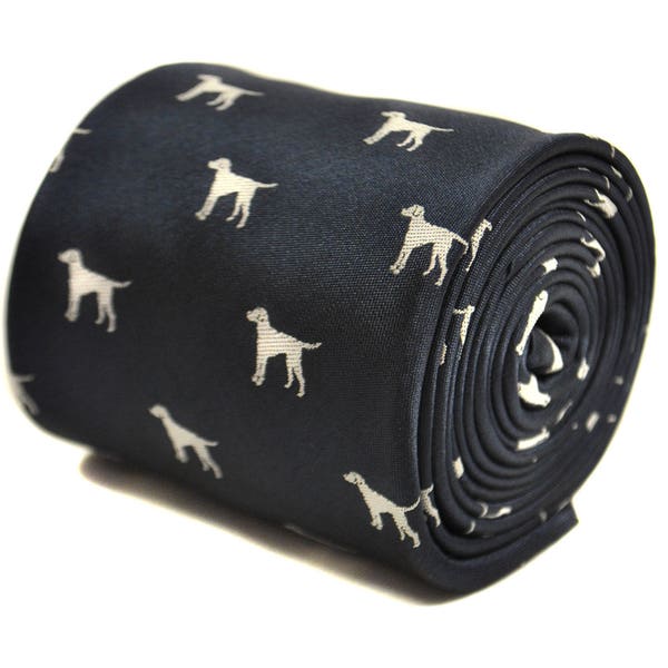 black tie with dog silhouette with signature floral design to the rear by Frederick Thomas FT2156