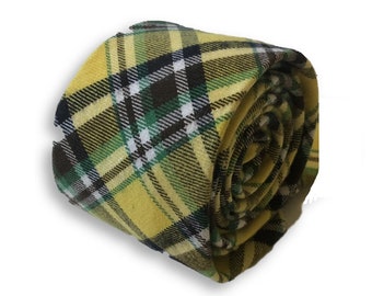 yellow and green tweed style cotton mens tie