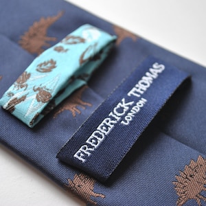 Navy Tie With Stegosaurus Dinosaur Embroidered Design With Signature ...