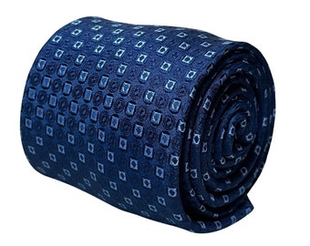 mens tie dark blue navy square spotted design wedding office classic by Frederick Thomas
