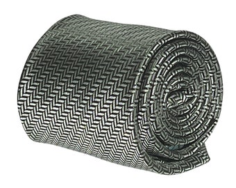 Corbata clásica de espiga verde oscuro y blanca de Frederick Thomas