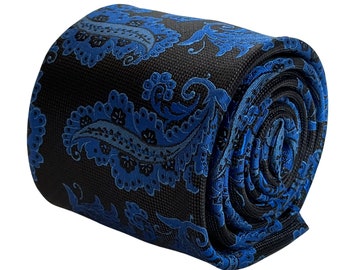 black and blue paisley wedding style mens classic neck-tie by Frederick Thomas