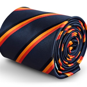 navy tie with red, black and orange stripes Belgium Belgian Flemish flag by Frederick Thomas